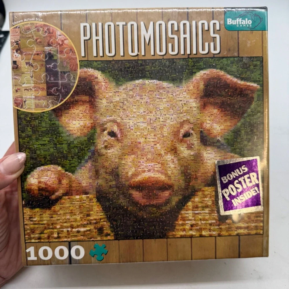 Buffalo Games Photomosaics Robert Silvers Pig Jigsaw Puzzle 1000 Pc New Sealed